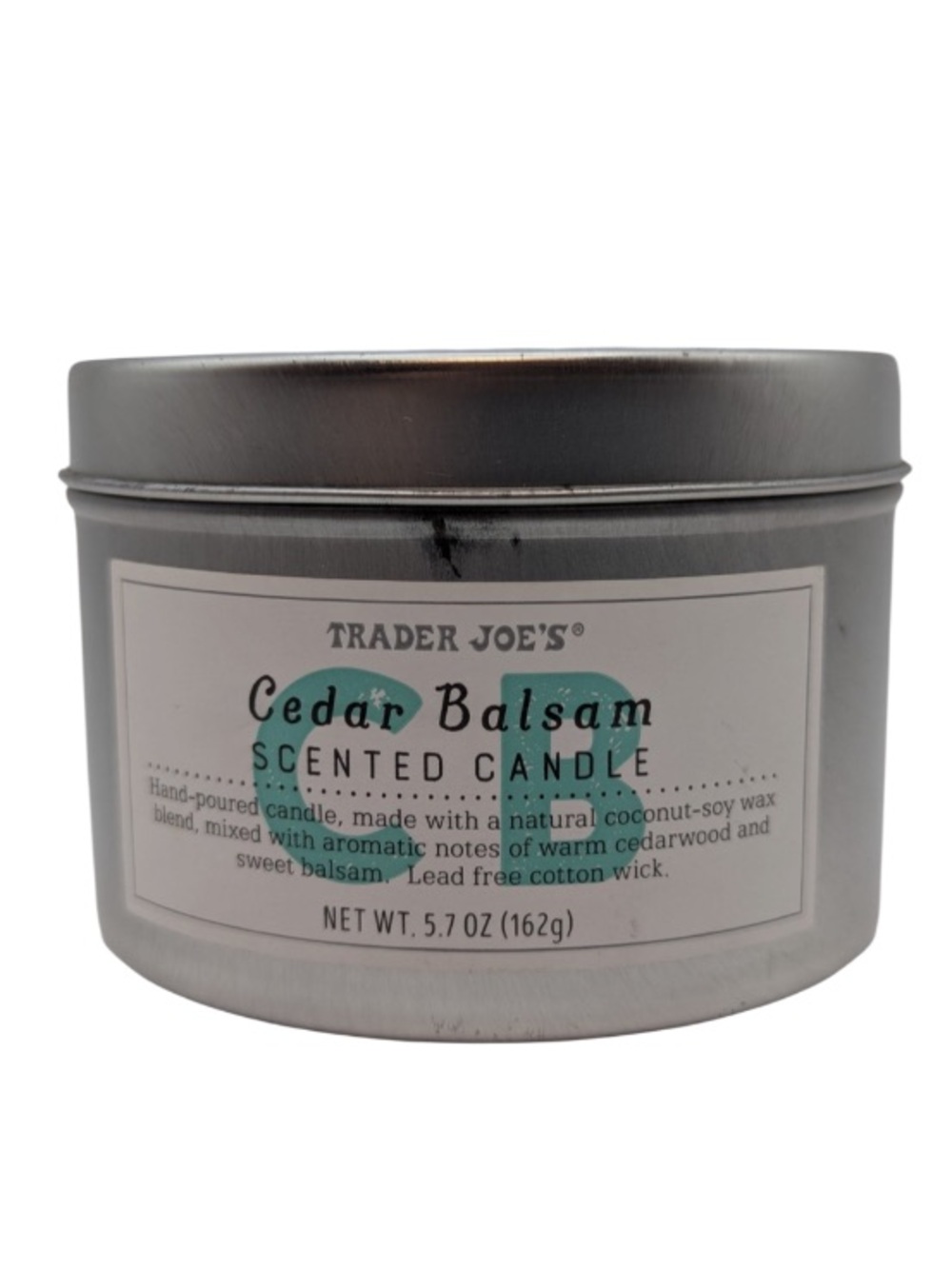 Trader Jones Cedar Balsam Scented Wick Candle - Silver Tin. 5.7 OZ